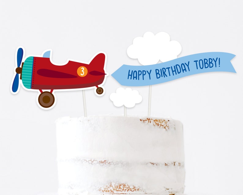 Airplane birthday cake topper, Airplane birthday, Personalized airplane cake topper, approx. 5.2height x 18.5width inches image 1