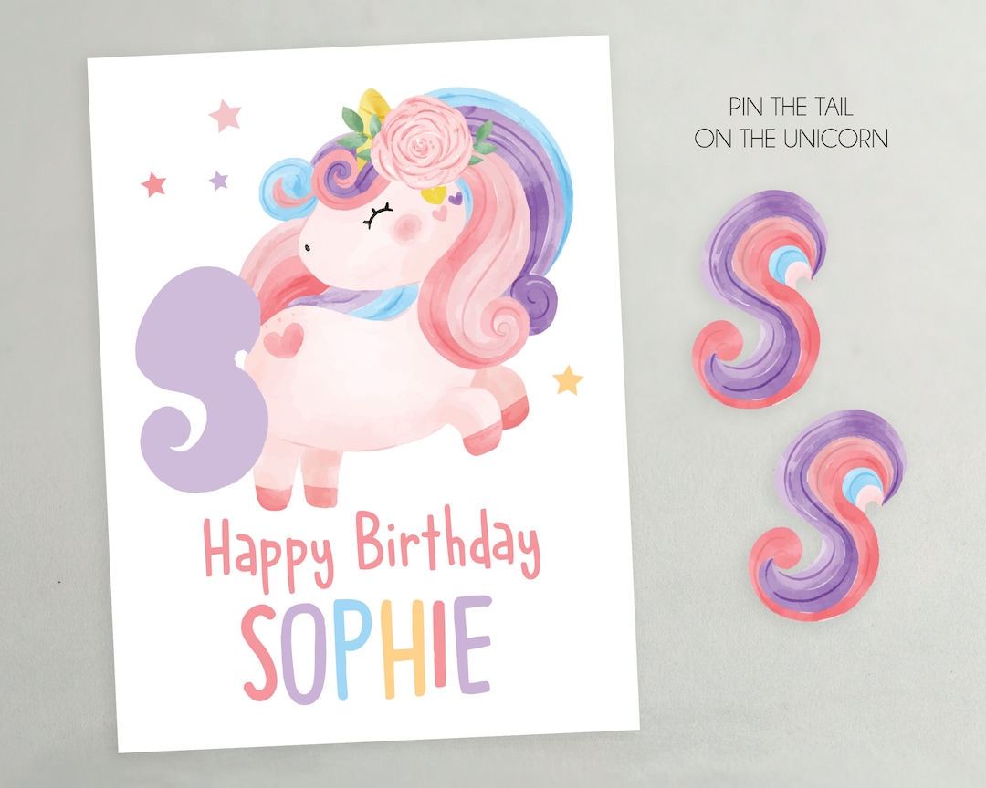 Unicorn Pin the Tail on the Unicorn Party Game, DIY Party Game, Unicorn