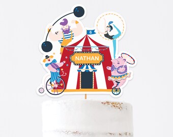Circus Cake Topper, Carnival Cake Topper, Personalized Cake Topper, Circus Theme, Centerpiece, approx. 7.6(height) x 8.3(width) inches