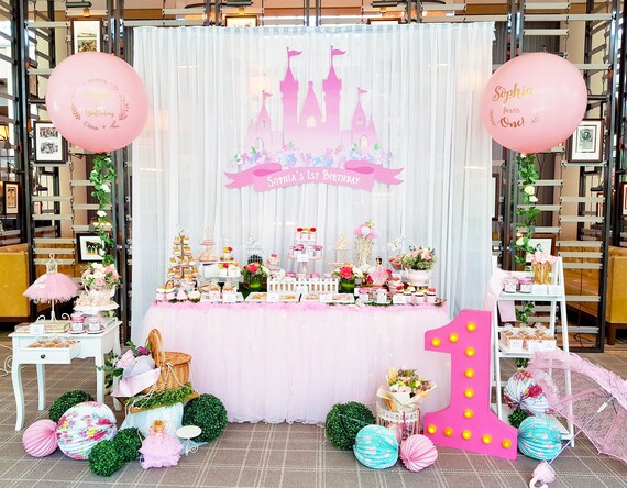 DIGITAL FILE Princess Castle Party Decoration, 60x40inch Backdrop Banner, Princess Birthday Decor, Castle Il_570xn