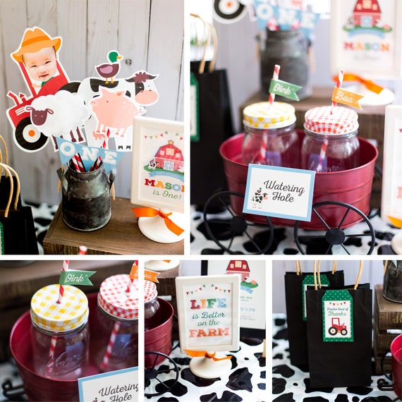 DIGITAL FILES Farm Party Decorations, Tractor Birthday, Tractor Farm Party, Barn Birthday, Barn Animals Birthday Party Decor Il_570xn