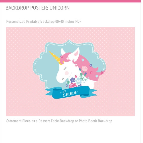 DIGITAL FILE Unicorn Banner, Unicorn Banner Backdrop, Floral Birthday, Unicorn Birthday Backdrop, Unicorn Decoration Il_570xn