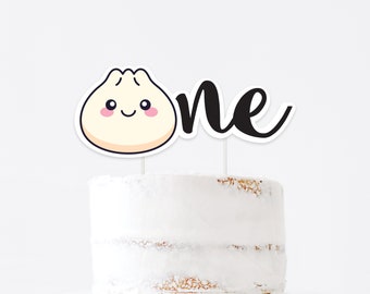 INSTANT Download Dumpling First birthday cake topper, Our Little Dumpling birthday, Centerpiece, approx. 3.5(height) x 8.4(width) inches