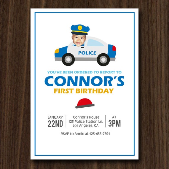 DIGITAL FILE Police Invite, Police Invitation, Your Custom Photo, Birthday Invitation, Party Kit, Party Printables Il_570xn