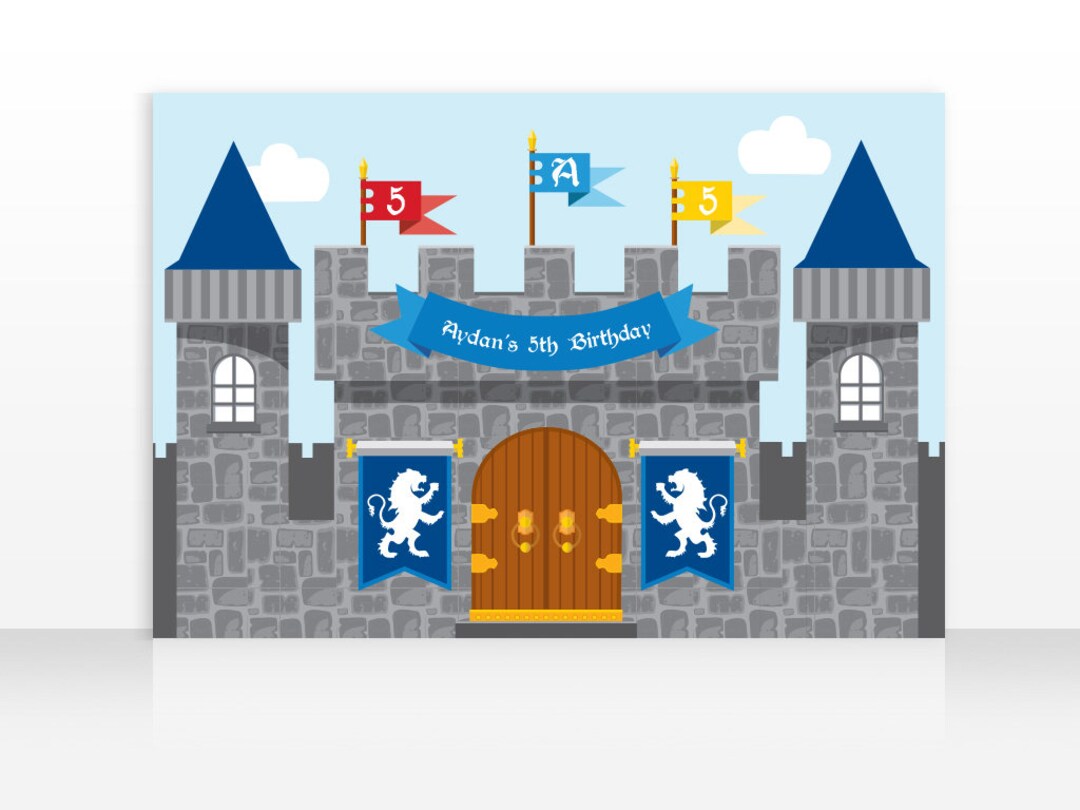 Medieval Castle Printable Banner Backdrop 60x40 Inches, Prince Castle
