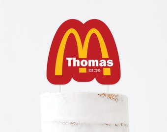 Mcdonalds Cake Topper, McDonalds Burger Cake Topper, McDonalds Centerpiece, approx. 6.3(height) x 6.3(width) inches