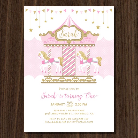 digital file carousel merry go round invitation carousel invite carousel invitations