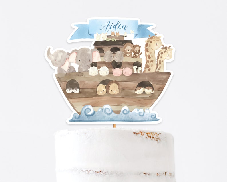 Noahs Ark Cake Topper, Birthday Cake Topper, Its a Boy Cake Topper, Baby Shower Centerpiece, approx. 6.4height x 7.8width inches image 1