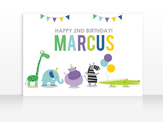 DIGITAL FILE Zoo Animals Birthday, Zoo Animals Theme, Modern Animals Backdrop, Animals Birthday Poster, 60x40 inches Il_570xn