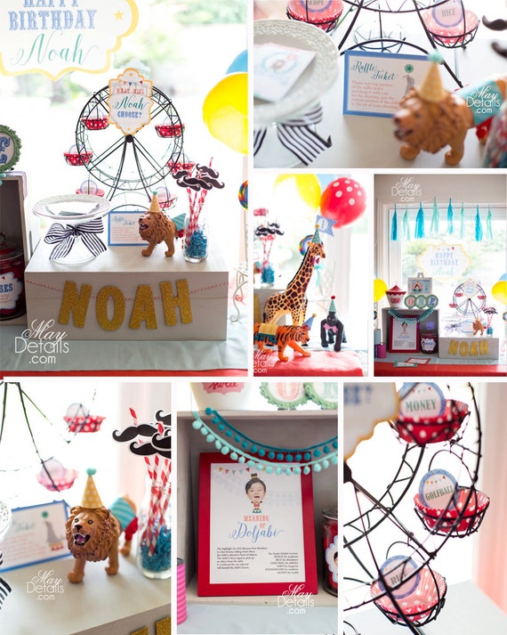 DIGITAL FILES Circus Birthday Party Doljabi, Your Custom Photo, Dol Party Kit, Party Printables, Vintage Circus Il_570xn