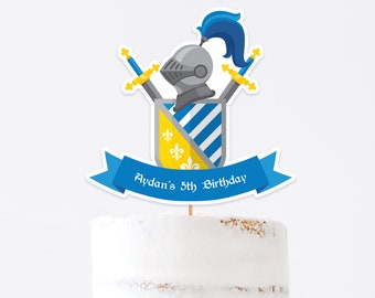 Knight Cake Topper, Medieval Cake Topper, Personalized Cake Topper, Knight Theme, Centerpiece, approx. 7.6(height) x 8.3(width) inches