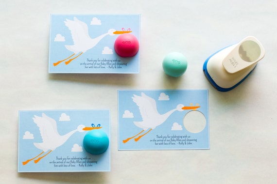 Digital File Eos Lip Balm Holder For Baby Shower Favors Stork Baby