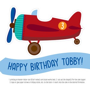 Airplane birthday cake topper, Airplane birthday, Personalized airplane cake topper, approx. 5.2height x 18.5width inches image 2