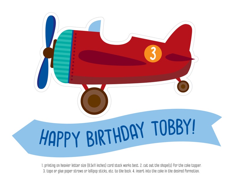 Airplane birthday cake topper, Airplane birthday, Personalized airplane cake topper, approx. 5.2height x 18.5width inches image 2