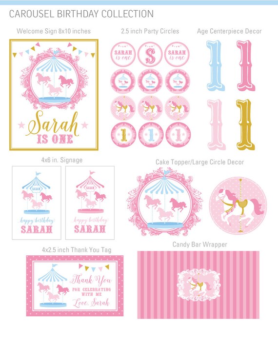 Digital Files Carousel Party Decorations Carousel Decor Carousel