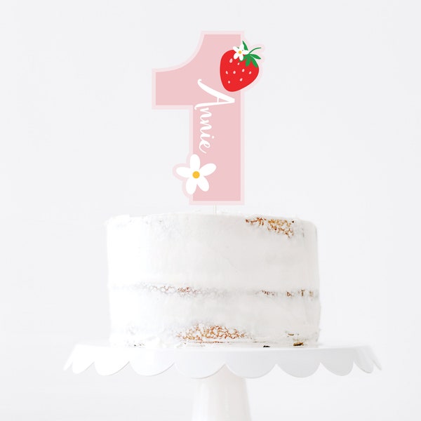 Strawberry 1st birthday cake topper, Strawberry first birthday, Berry first birthday cake topper, One cake topper