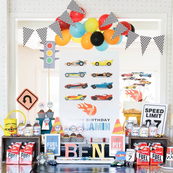 DIGITAL FILES Race Cars Party Decorations, Hot Rods, Hotrods Birthday, Race Cars Birthday Party Decor, Toy Cars Party Kit, Party Kit Il_570xn
