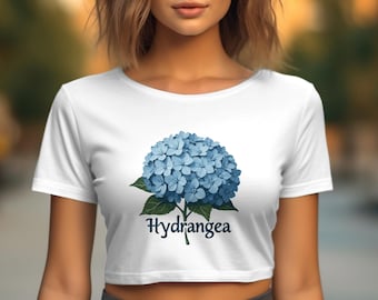 Hydrangea Graphic T-Shirt, Floral Design Tee, Blue Flower Artwork Shirt, Nature Inspired Casual Wear, Unique Botanical Print Top