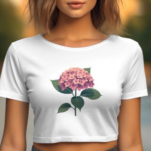 Hydrangea floral t-shirt, Botanical graphic tee, Flower lovers shirt, Nature inspired top, Gardening gift idea, Plant enthusiast apparel