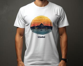 Istanbul Cityscape T-Shirt, Sunset View Istanbul Tee, Turkey Skyline Graphic Shirt, Istanbul Travel Souvenir T-Shirt, Unisex