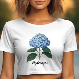 Blue Hydrangea Flower Graphic Tee, Floral T-Shirt, Nature Inspired Shirt, Garden Lover Gift, Botanical Print Tshirt