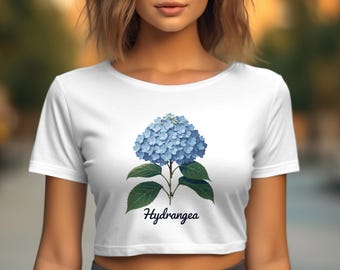Blue Hydrangea Flower Graphic Tee, Floral T-Shirt, Nature Inspired Shirt, Garden Lover Gift, Botanical Print Tshirt