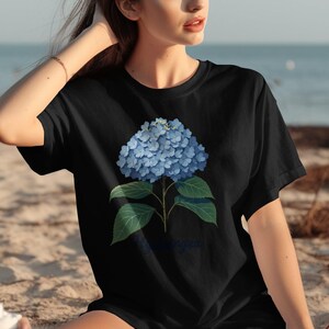 Hydrangea Flower T-Shirt, Floral Graphic Tee, Garden Lover Gift, Nature Inspired Shirt, Cute Botanical Print, Plant Enthusiast