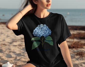 Hydrangea Flower T-Shirt, Floral Graphic Tee, Garden Lover Gift, Nature Inspired Shirt, Cute Botanical Print, Plant Enthusiast