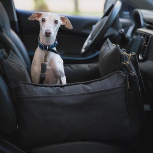 Noah & Paw Dog Car Seat Carrier for Small Pets, with Harness Clip, 4x Safety Feature, Orthopedic Foam Wrapped with Plush, Canvas