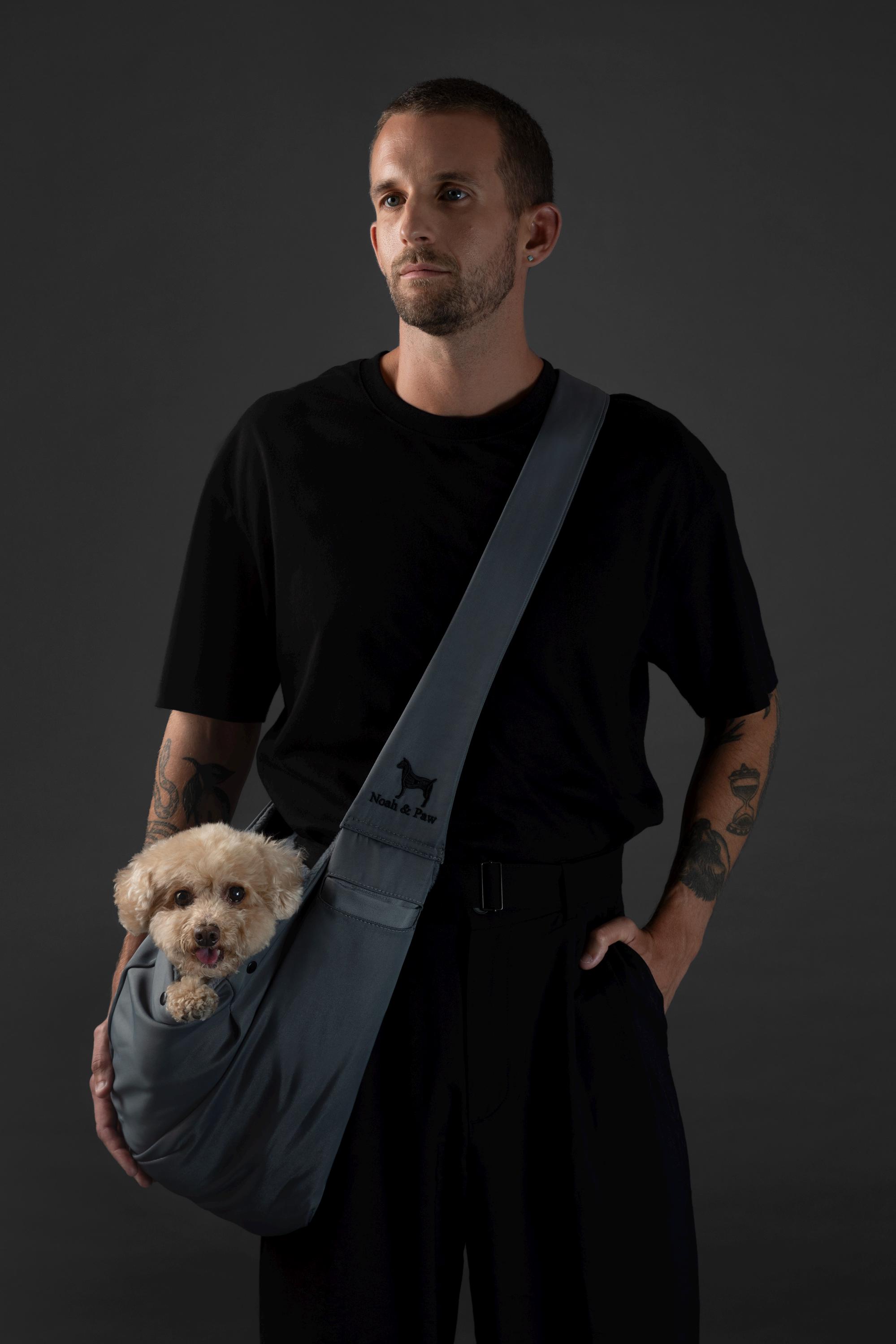 Noah & Paw Dog Sling Carrier for Small Medium Dogs with Adjustable Padded Strap, Premium Twill, Insulated with Soft Breathable Plush (Grey)