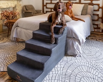 Luxury Dog Stairs for Bed, Faux Leather Collection
