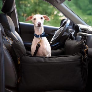 Noah & Paw Dog Car Seat Carrier for Small Pets, with Harness Clip, 4x Safety Feature, Orthopedic Foam Wrapped with Plush, Canvas