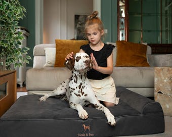 Orthopedic Dog Bed with Cooling Gel and 6" Memory Foam Base, Made of Faux Leather