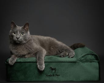 Orthopedic Dog Bed: Cooling Gel Memory Foam, Velvet with Head Pillow