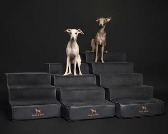 Luxury Dog Stairs for Bed, Faux Leather Collection
