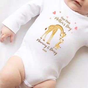 First Mother's Day Baby grow, My Mother's Day Baby Vest, Sleepsuit, First Mother's Day Baby Outfit, 1st Mother's Day Baby Gift, animal print