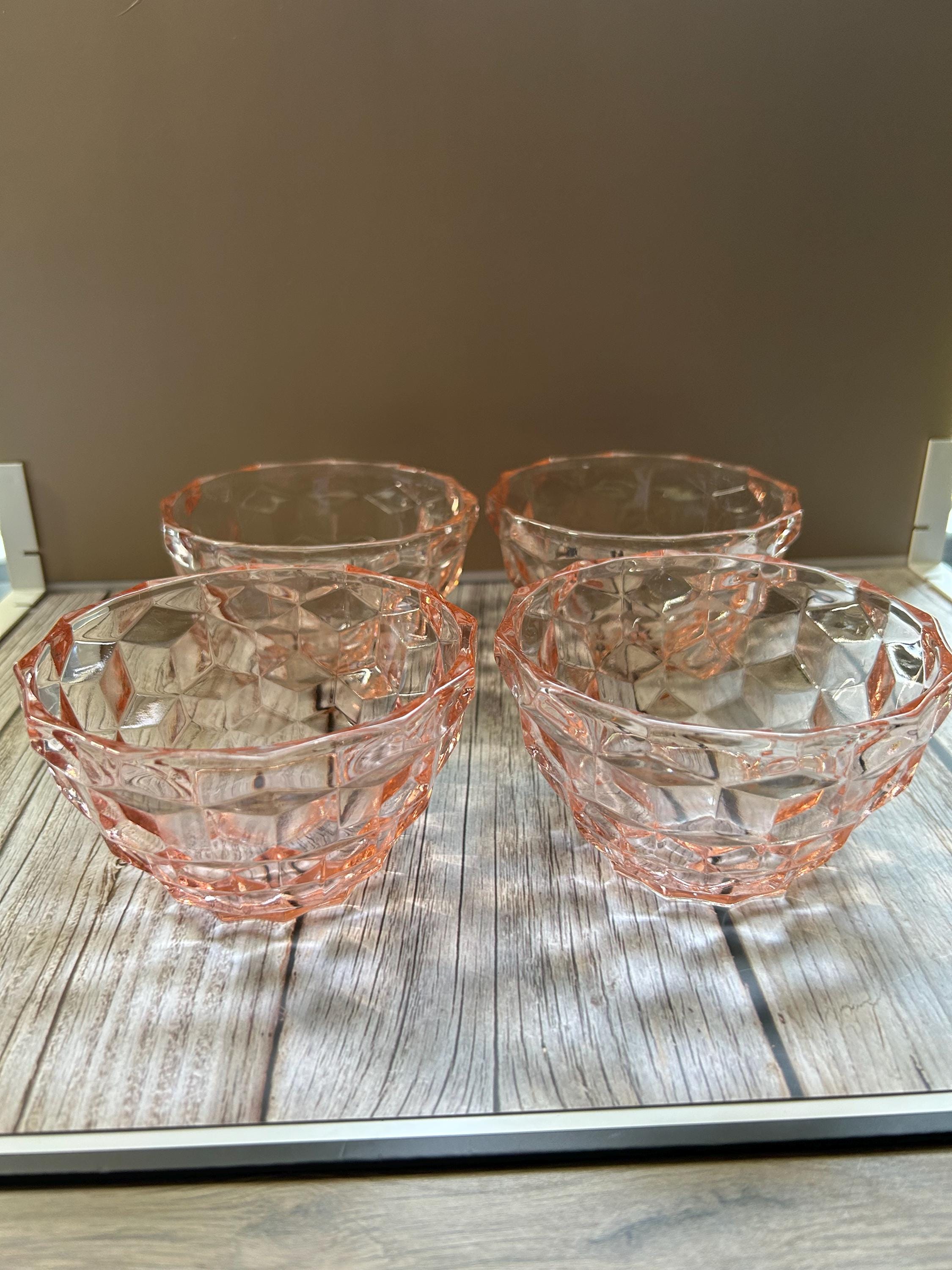 Rare Vintage Jeanette Cube Pink Custard Bowls – Depression Glass 1929–1933