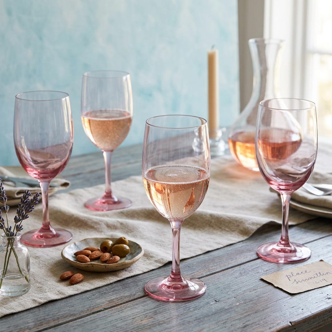 Pink Glass Goblet Vintage Stemware Collection Piece Retro Barware ...