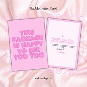 Plantilla editable de tarjeta de agradecimiento retro rosa, inserto de pedido personalizable de Canva para pequeñas empresas, conjunto de marca con logotipo moderno, papelería imprimible