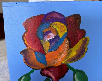 Hand Painted abstract rosed Wood Tissue Box Cover New box tissues included