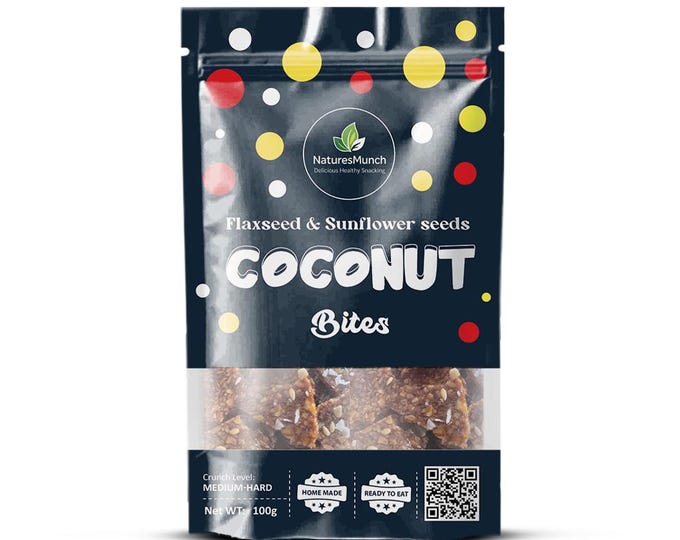 Homemade - Coconut Brittle Bites with Flaxseed & Sunflower Seeds
