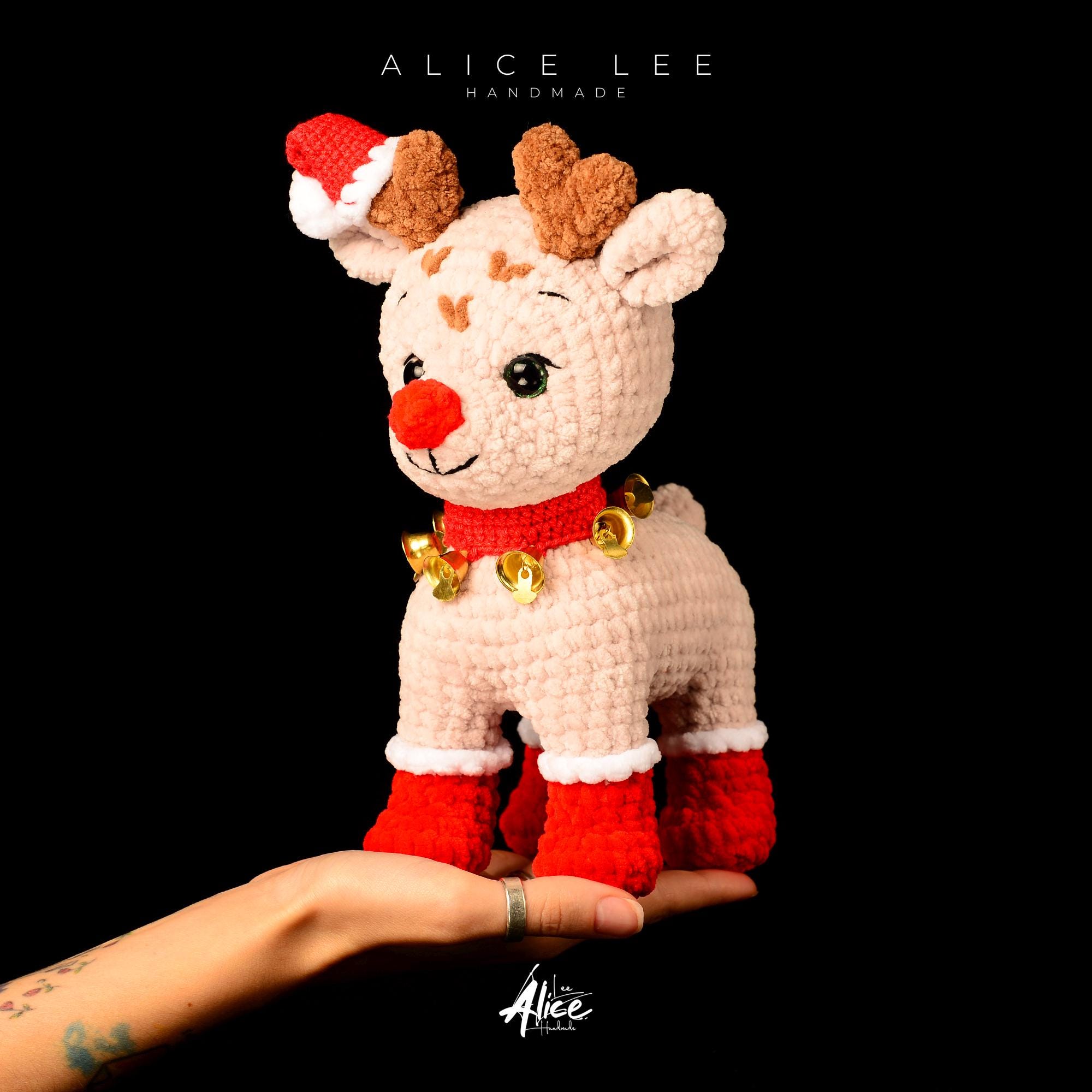 Handmade Crochet Plush Rudolph the Reindeer Toy | Festive Christmas Decor | Amigurumi Gift for Kids & Collectors