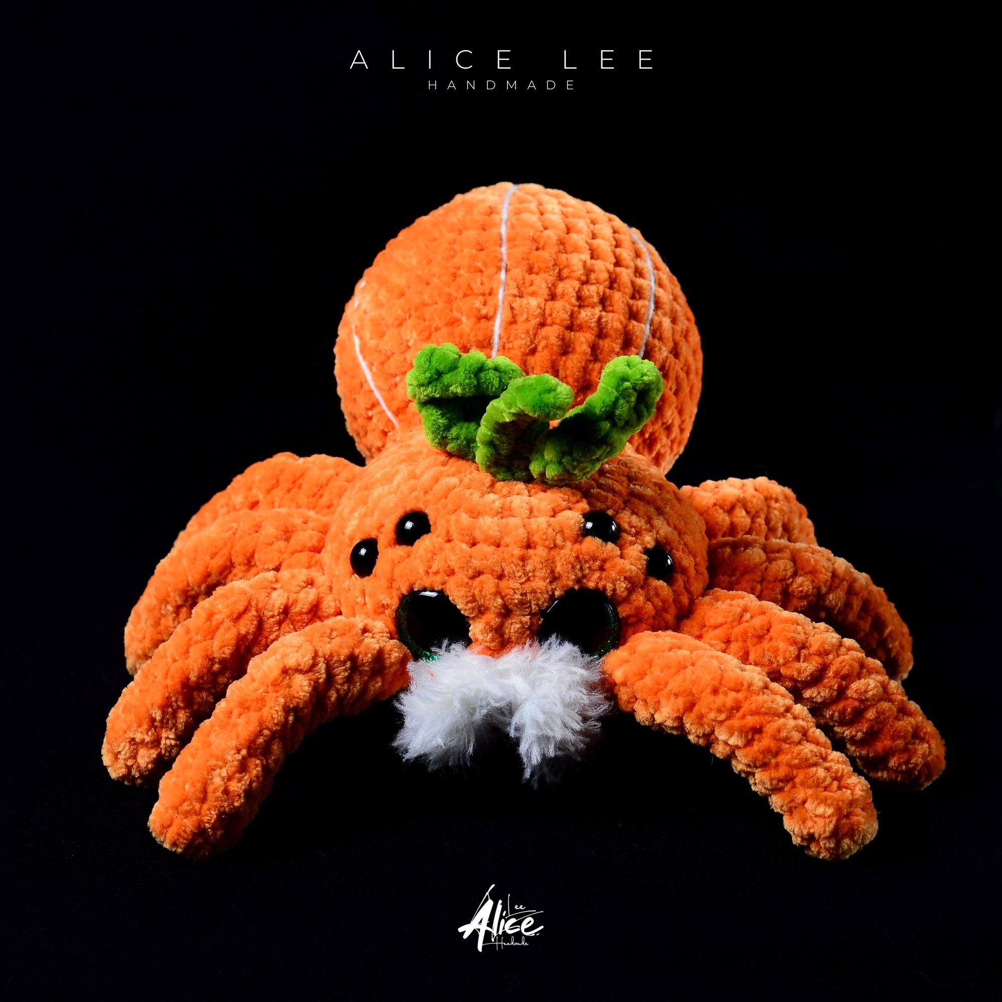 Crochet Plush Spider: Handmade Orange Amigurumi Stuffed Animal - Thumbnail 2