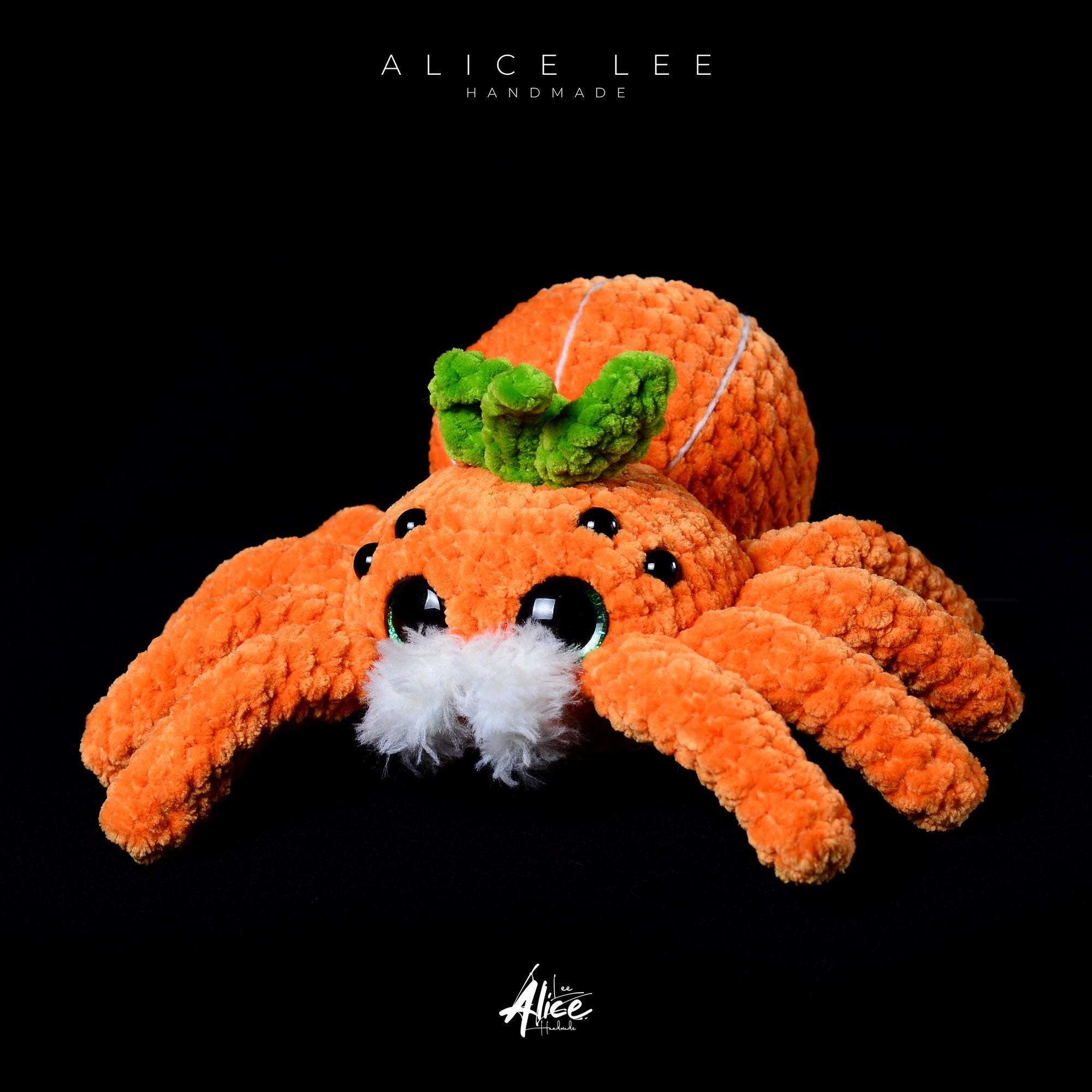 Crochet Plush Spider: Handmade Orange Amigurumi Stuffed Animal - Thumbnail 3