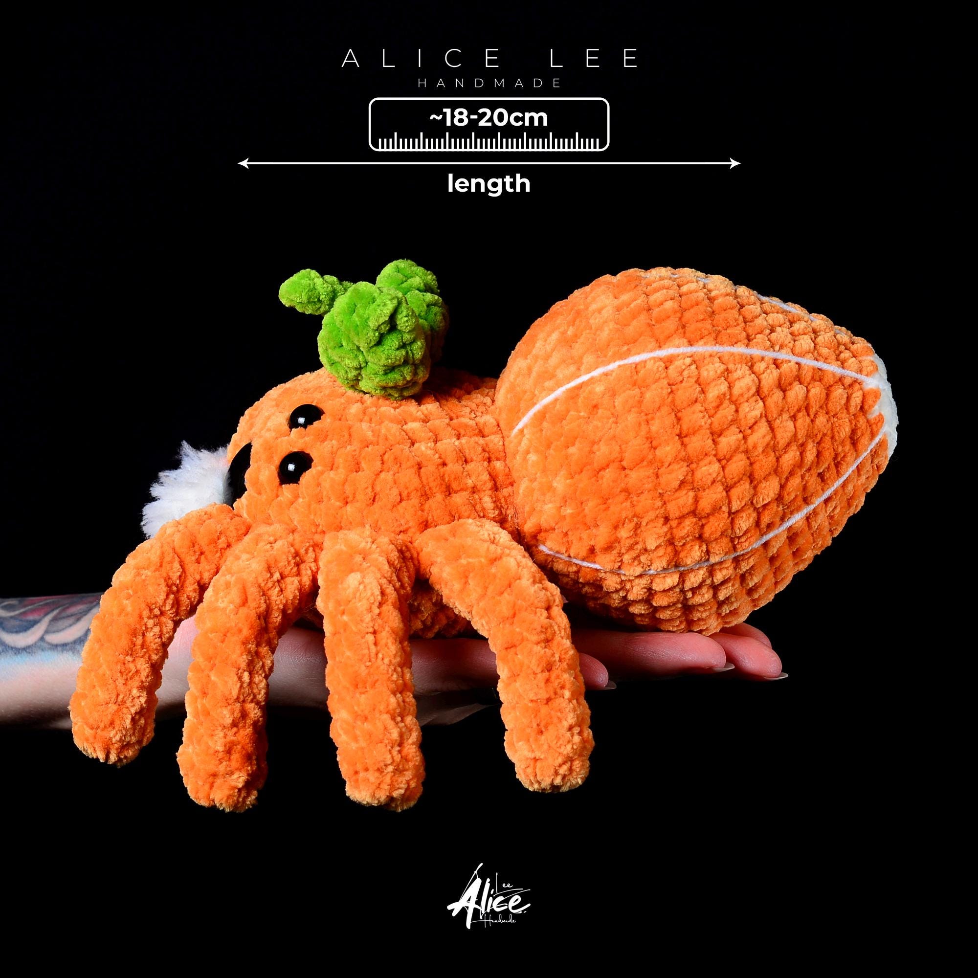 Crochet Plush Spider: Handmade Orange Amigurumi Stuffed Animal - Thumbnail 4