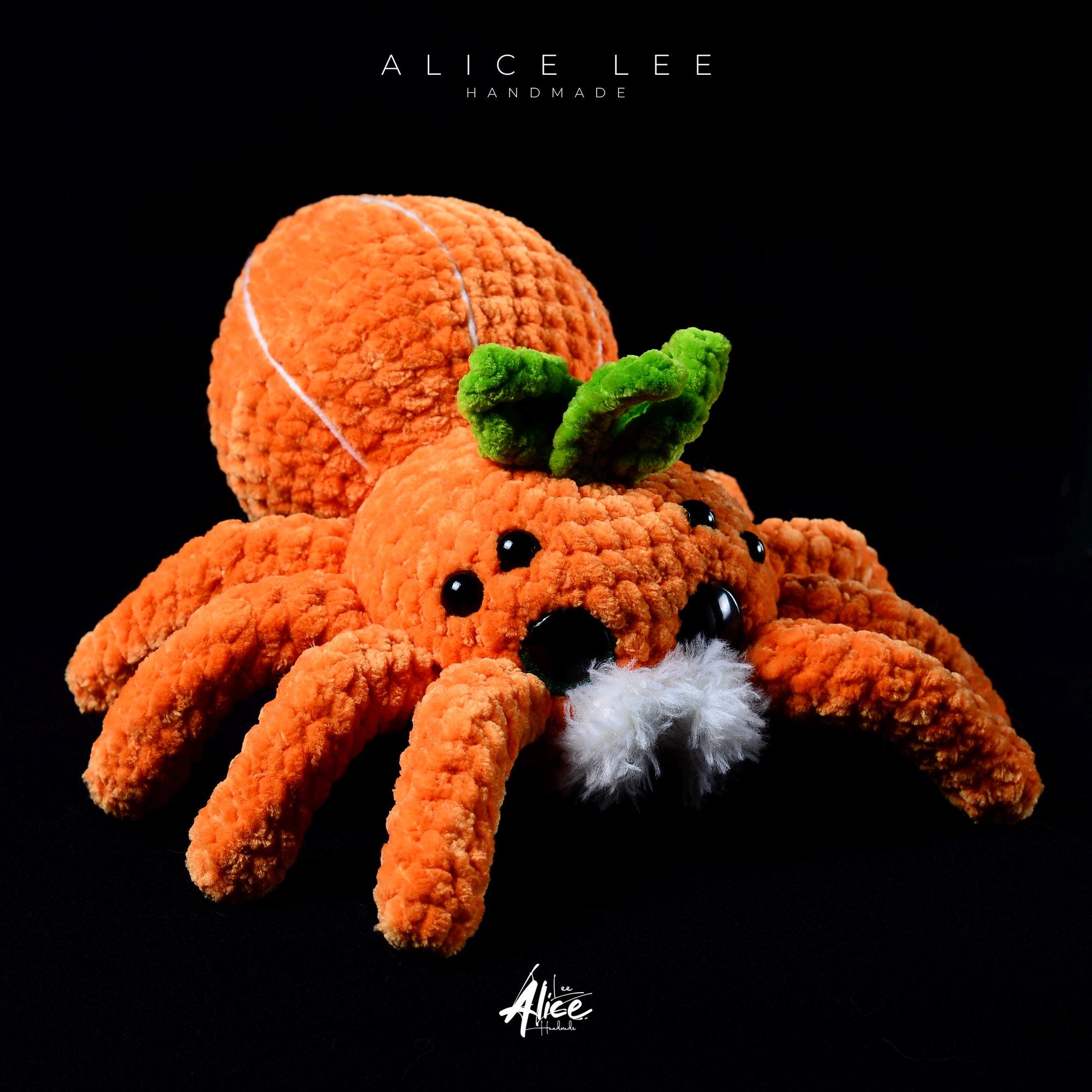 Crochet Plush Spider: Handmade Orange Amigurumi Stuffed Animal - Thumbnail 6