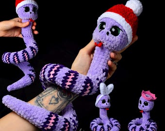 Handmade Crochet Snake Plush Toy: Personalized Amigurumi Gift