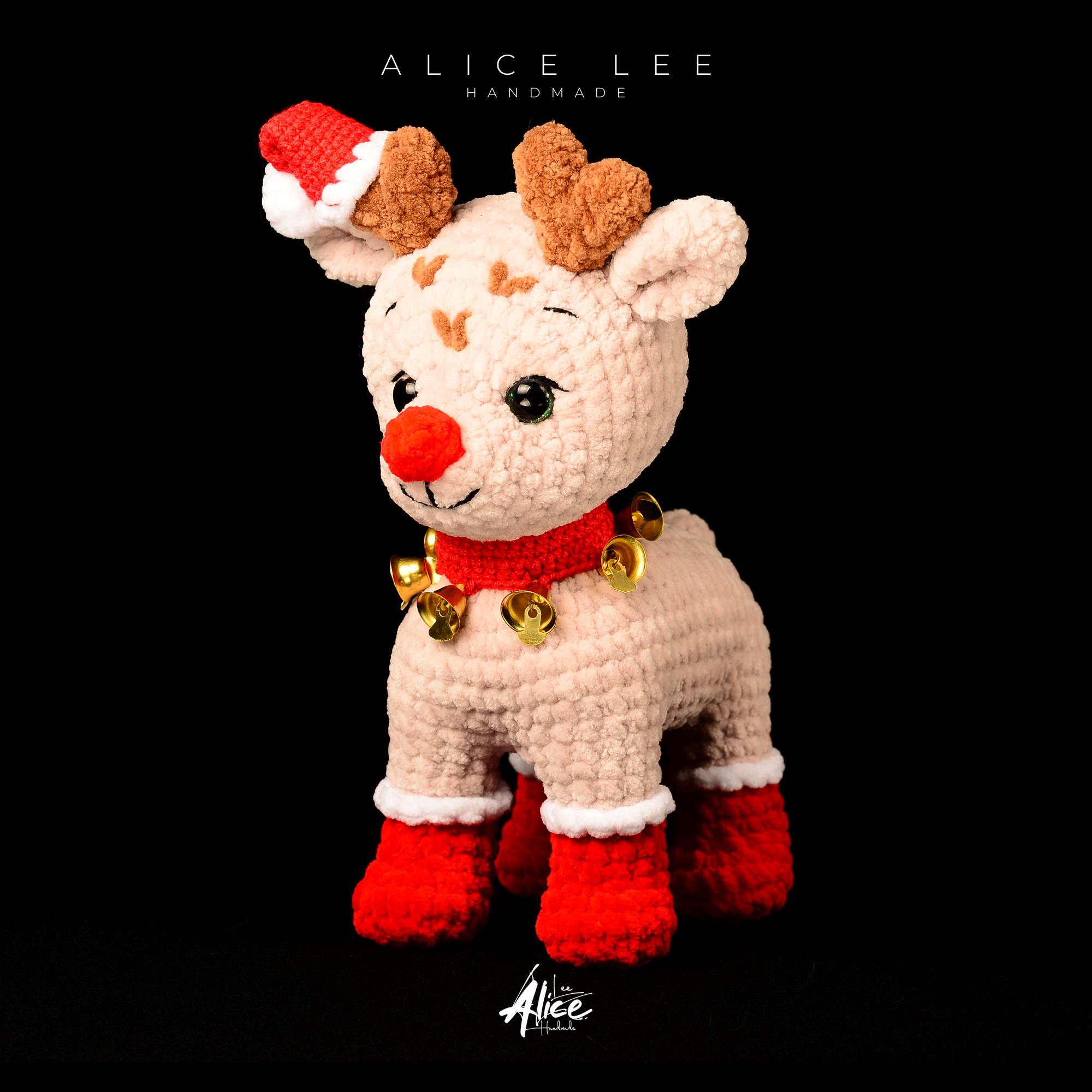 Handmade Crochet Plush Rudolph the Reindeer Toy | Festive Christmas Decor | Amigurumi Gift for Kids & Collectors - Thumbnail 7