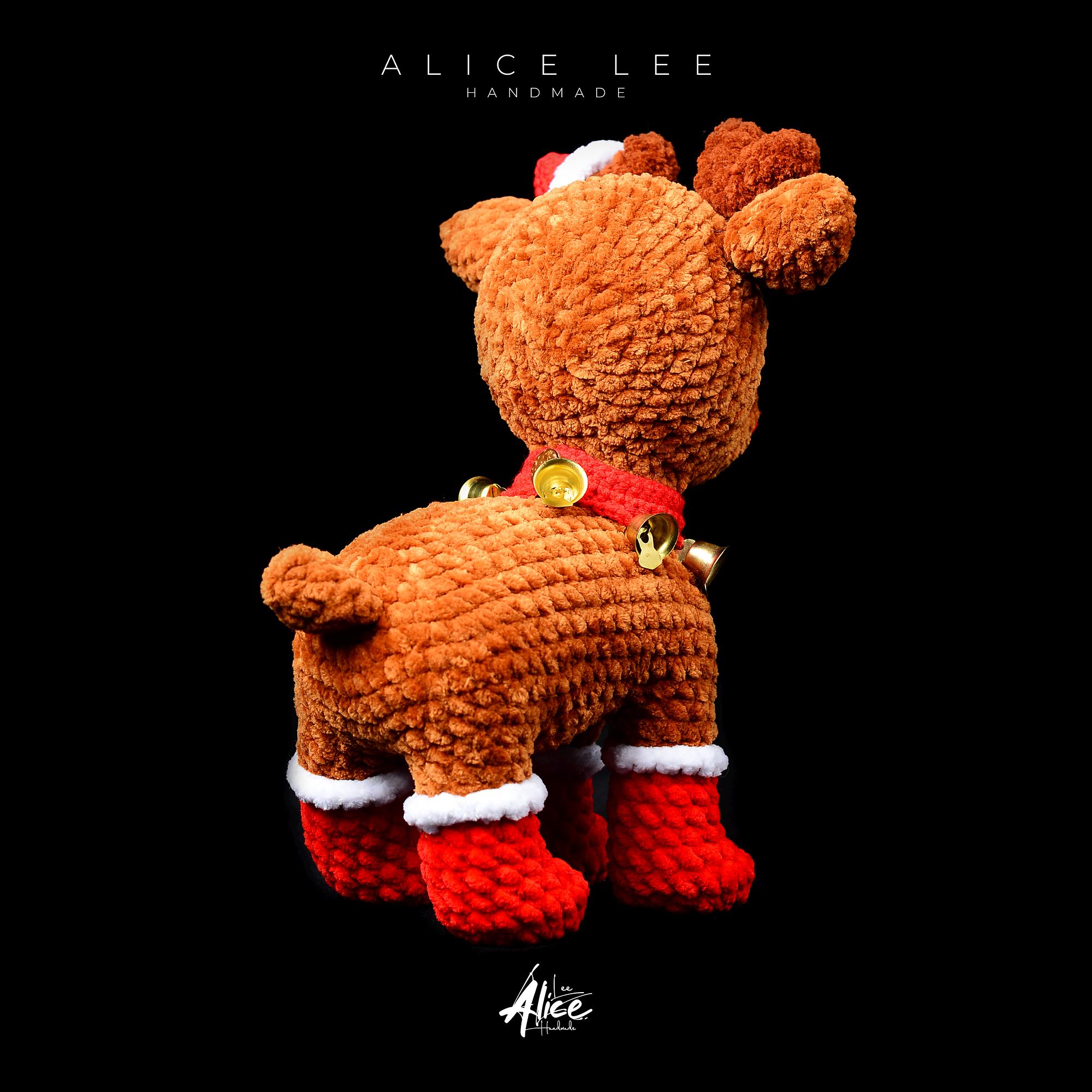 Handmade Crochet Plush Rudolph the Reindeer Toy | Festive Christmas Decor | Amigurumi Gift for Kids & Collectors - Thumbnail 6