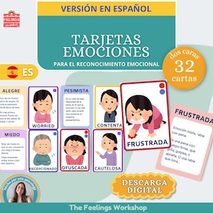 Verkenningsteksten van de emociones, 32 memoranda voor imprimir, dibujos de emociones, cómo identificar emociones, materiales didácticos.
